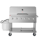 48 in. Commercial Outdoor Propane Gas Grill with Roll Dome Cover, ETL Listed in Stainless-Steel (CGKIT4-48D)